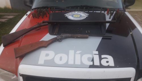 Polícia Militar de Lucélia atende ocorrência de agressão, detém o agressor e apreende armas de fogo