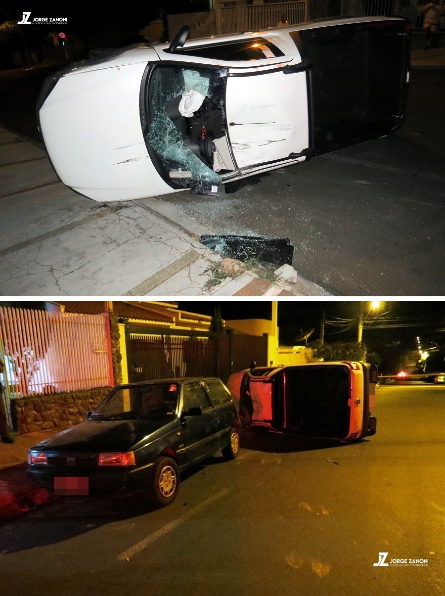 Batida seguida de capotamento envolve três veículos em Dracena