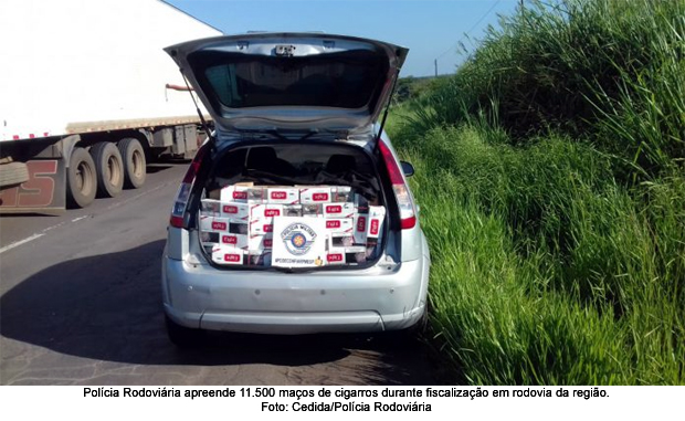 Polícia Rodoviária de Adamantina apreende 11 mil maços de cigarros oriundos do Paraguai