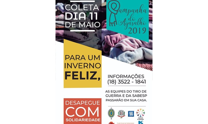 Campanha do Agasalho 2019 de Adamantina realiza coleta sábado (11)