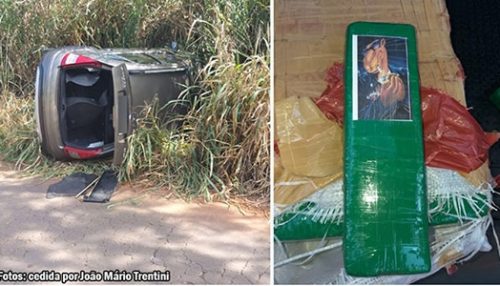 Carro com mais de 22 kg de maconha é encontrado capotado em estrada vicinal de Iacri