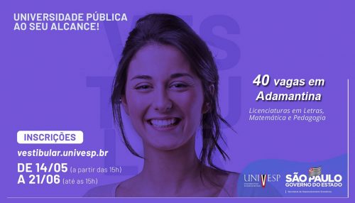 Inscrições para o vestibular da Univesp de Adamantina devem ser feitas até sexta-feira(21)