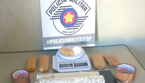 Polícia Militar de Osvaldo Cruz prende traficante e faz apreensão de expressiva quantidade de cocaína