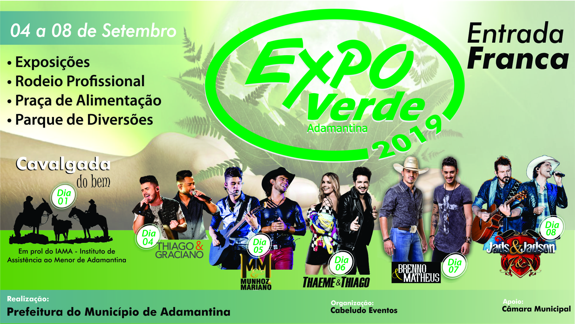 Comissão Organizadora divulga shows da ExpoVerde 2019 em Adamantina