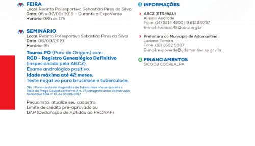 Feira de Touros Pró-Genética promovida pela ABCZ estará pelo segundo ano consecutivo na Expoverde 2019