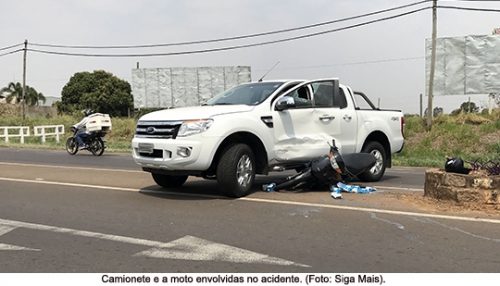 Acidente entre camionete e moto deixa motociclista ferido na Vicinal Adamantina - Lucélia