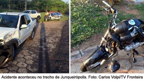 Batida entre picape e motocicleta deixa homem ferido na Rodovia Comandante João Ribeiro de Barros