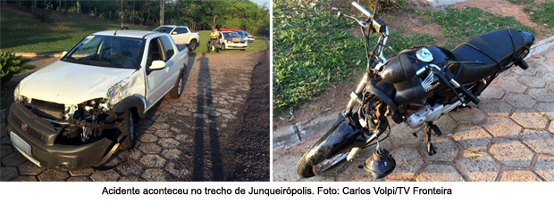 Batida entre picape e motocicleta deixa homem ferido na Rodovia Comandante João Ribeiro de Barros