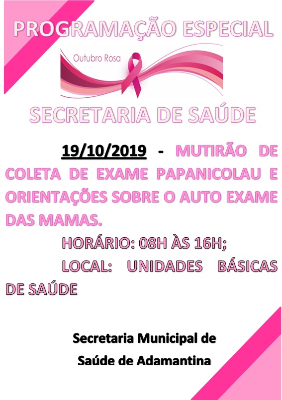 Secretaria de Saúde de Adamantina promove mutirão de coleta para exames Papanicolau e autoexame das mamas