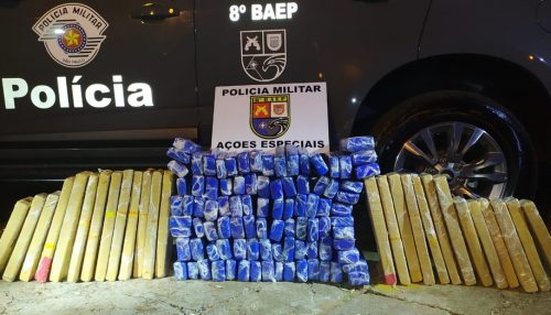 Operação do Baep apreende mais de 100 tabletes de maconha e prende dois rapazes em Presidente Epitácio