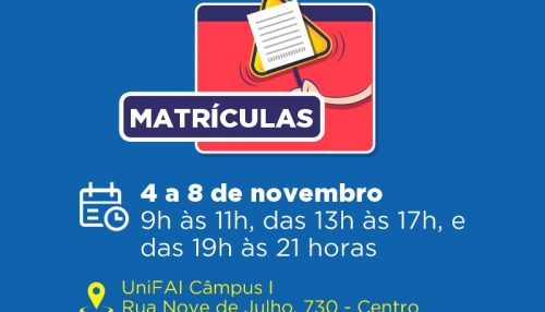 UniFAI abre semana de matrículas dos aprovados no Vestibular de 20 de outubro