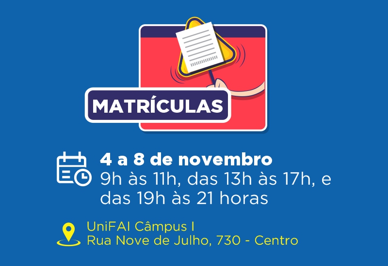 UniFAI abre semana de matrículas dos aprovados no Vestibular de 20 de outubro