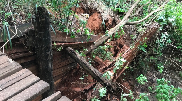 Chuva faz estragos em cabeceira de ponte no início da Estrada 6 em Adamantina
