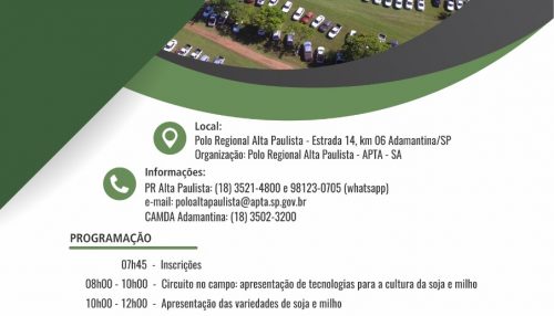 Apta e Camda abrem inscrições para o ‘2º Grande Encontro de Cultivares de Soja e Milho’ em Adamantina