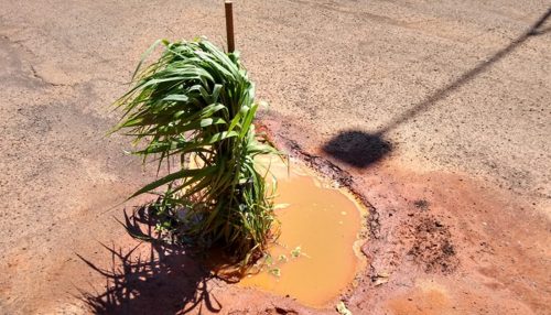 Buracos no asfalto da Estação Recreio de Adamantina causa problemas para feirantes e autoescolas