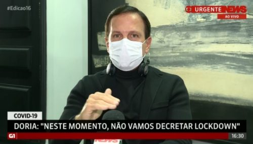 Governador Dória nega lockdown imediato e sinaliza flexibilizar quarentena em algumas regiões de São Paulo em junho