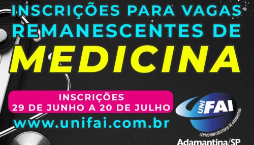 UniFAI abre inscrições para Vestibular de vagas remanescentes de Medicina a partir de 29 de junho