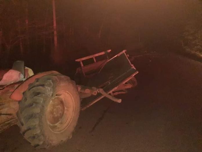 Trator com carreta e veículo se envolvem em acidente na vicinal da Usina de Junqueirópolis