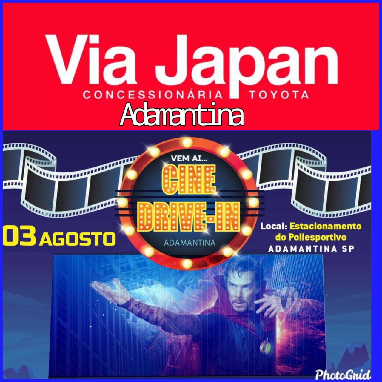 Via Japan concessionária Toyota de Adamantina estará participando do Cine DRIVE-IN