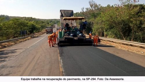 Concessionária Eixo SP recupera pavimento na SP-294, trecho entre Osvaldo Cruz e Lucélia