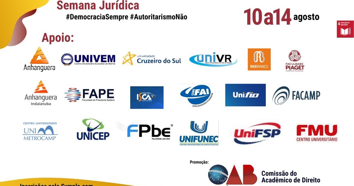 Curso de Direito da UniFAI participa de Semana Jurídica virtual da OAB São Paulo