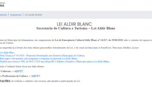 Mapeamento cultural em Adamantina deve ser preenchido até o dia 10 de setembro