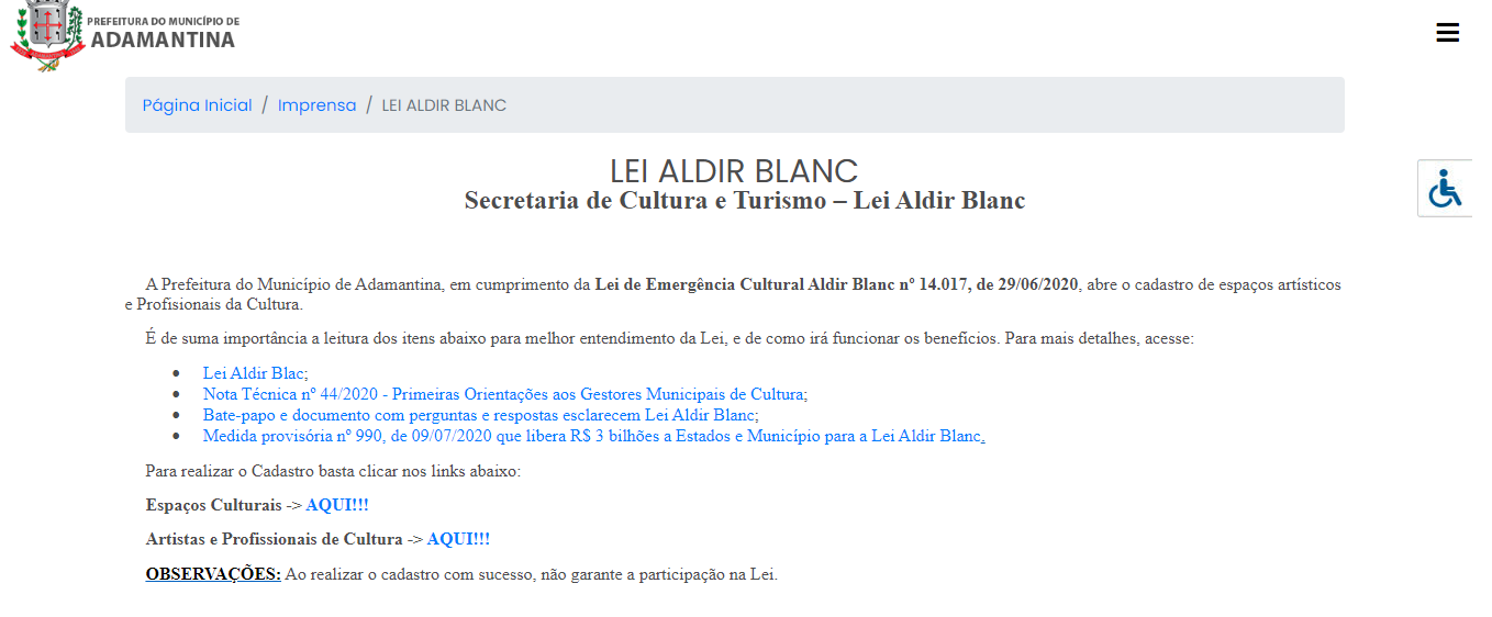 Mapeamento cultural em Adamantina deve ser preenchido até o dia 10 de setembro