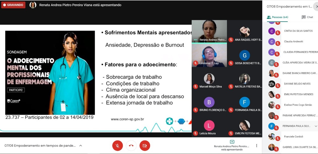 I Ciclo de Palestras On-line da Enfermagem reúne quase 250 pessoas remotamente