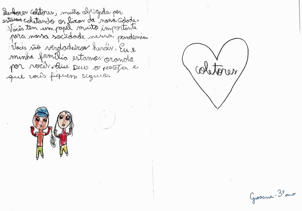 Crianças escrevem cartas solidárias para incentivar profissionais considerados essenciais durante a pandemia da Covid-19