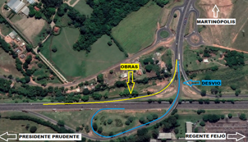 Acesso da SP-425 para a SP-270 terá desvio para obras em Prudente