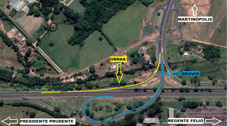 Acesso da SP-425 para a SP-270 terá desvio para obras em Prudente