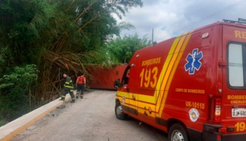 Contêiner tomba na Ponte do Rio do Peixe deixando vicinal Tupã x Quatá interditada
