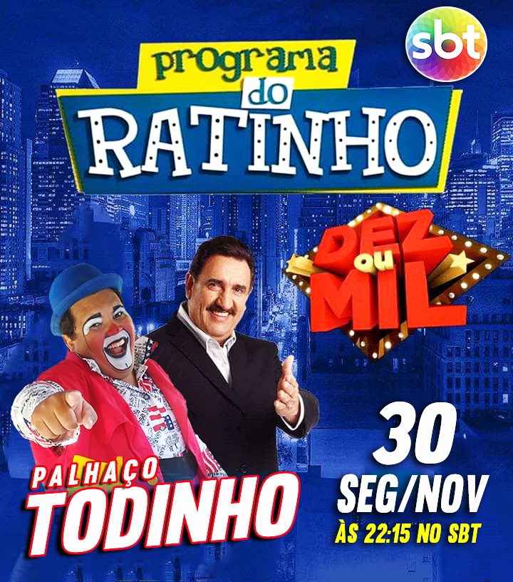 Palhaço Todinho que participou do desafio do Gago Lanches e do Jornal do Meio Dia da Rádio Life FM de Adamantina se apresentará no Programa do Ratinho