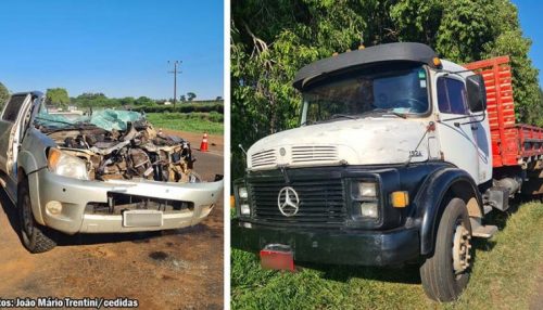 Motorista de caminhonete sofre ferimentos em acidente na SP-294 em Iacri/SP