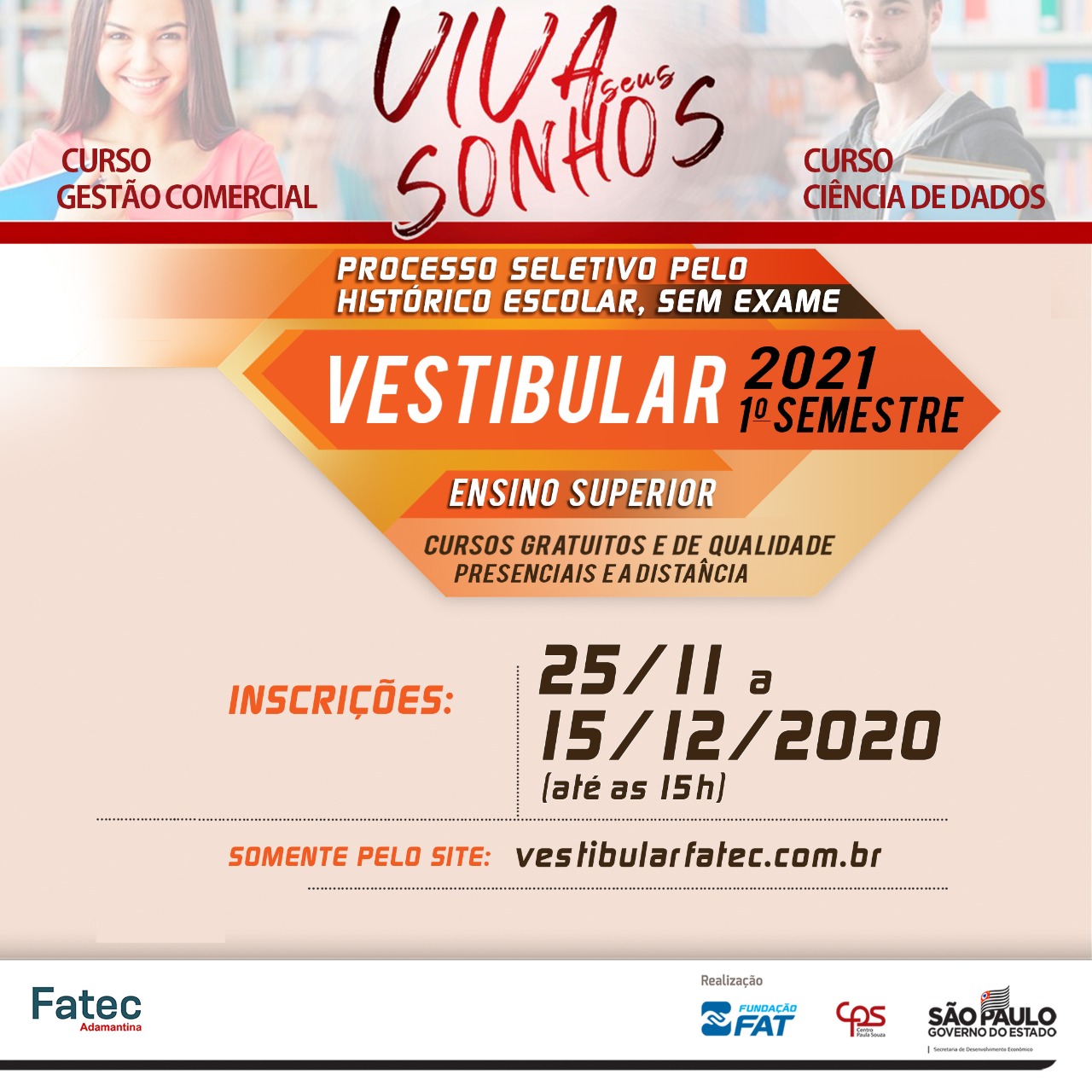 FATEC de Adamantina está com inscrições abertas para vestibular do 1º Semestre de 2021