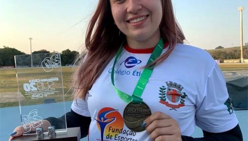 Adamantinense, lançadora de disco fecha o mês com o bi no Brasileiro Sub-18, melhora de marca e bronze no Sub-20