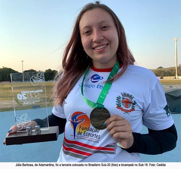 Adamantinense, lançadora de disco fecha o mês com o bi no Brasileiro Sub-18, melhora de marca e bronze no Sub-20