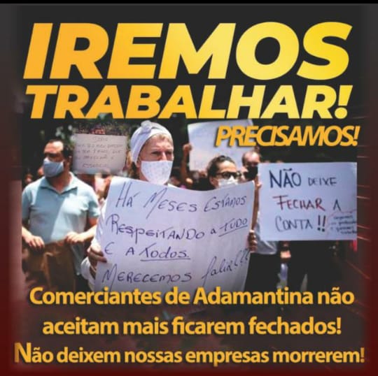 Comerciantes adamantinenses se mobilizam contra o fechamento do comércio e organizam buzinaço de protesto para hoje