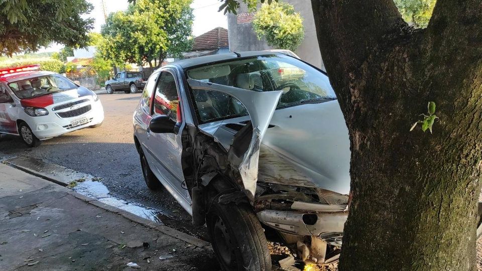 Motorista embriagada bate carro em arvore em Osvaldo Cruz