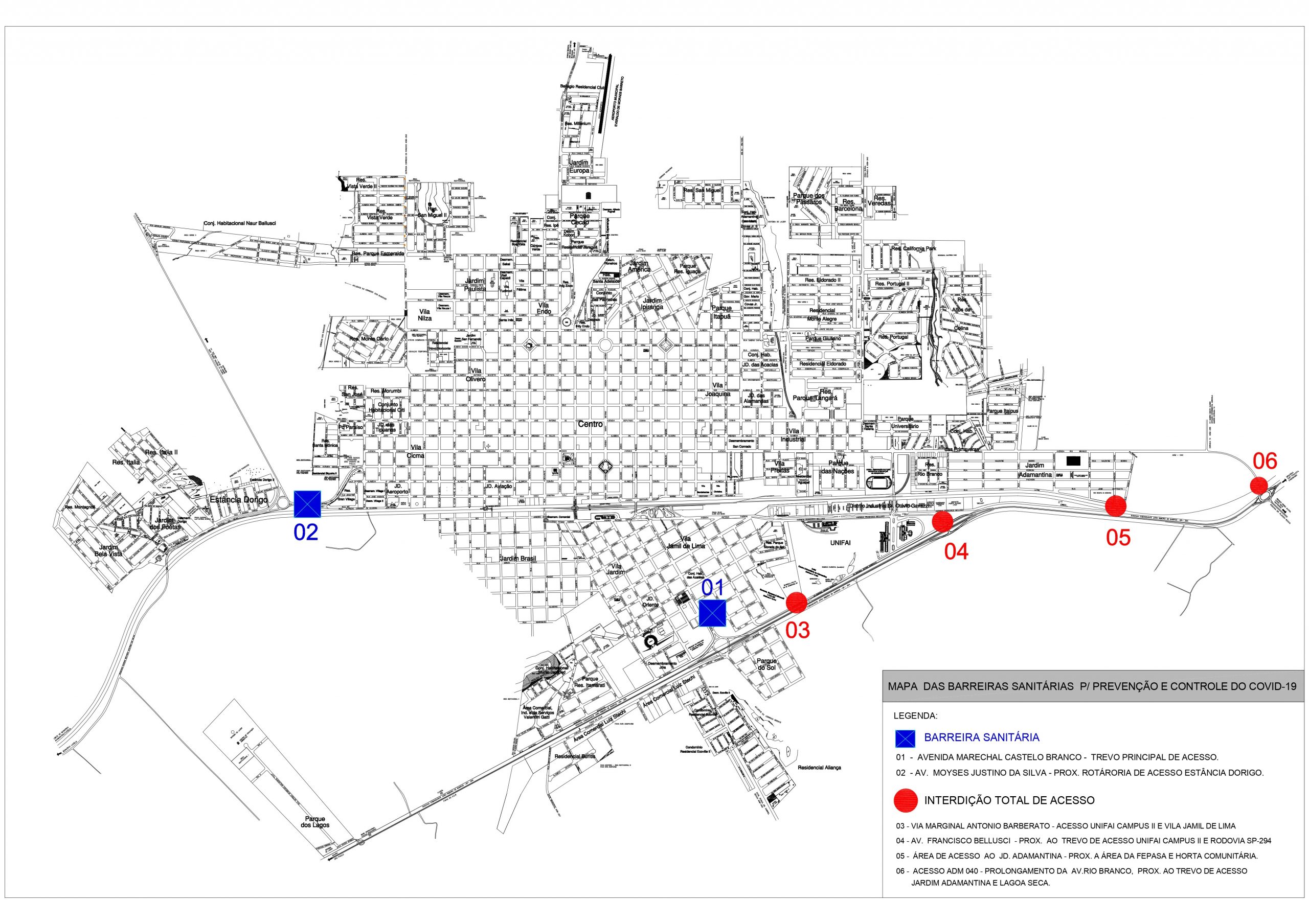 Dois acessos de Adamantina terão barreiras sanitárias