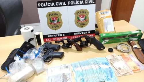 Polícia Civil descobre entrega de droga por correspondência e prende homem em flagrante por agiotagem, posse de armas e tráfico em Dracena