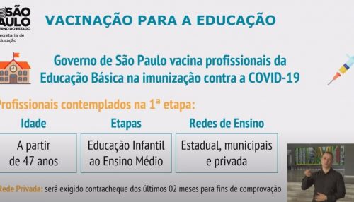 SP anuncia vacinação contra Covid-19 de professores e policiais