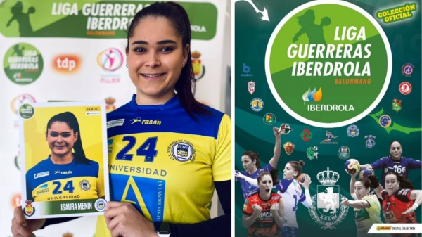 Na Espanha, onde joga, luceliense Isaura Menin vira figurinha em aplicativo de liga de handebol