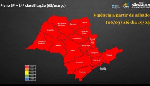 Todo o estado de SP entra na faz vermelha do Plano SP e toque de restrição passa a ser das 20h às 5h