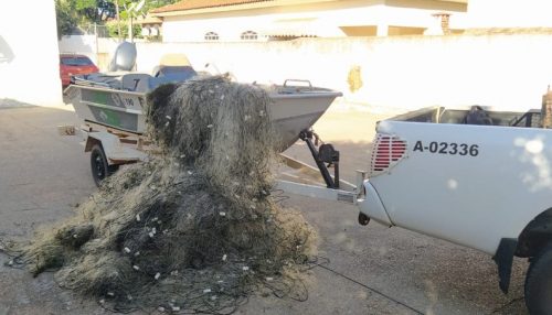 Polícia Ambiental apreende mais de 2,8 mil metros de redes de pesca armadas em locais proibidos no Rio Paraná