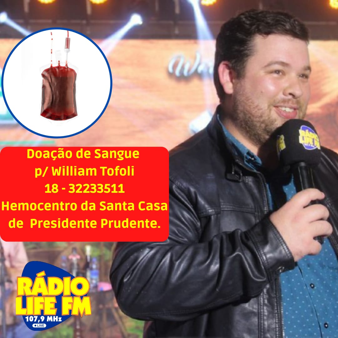 William Tofoli precisa de doação de sangue
