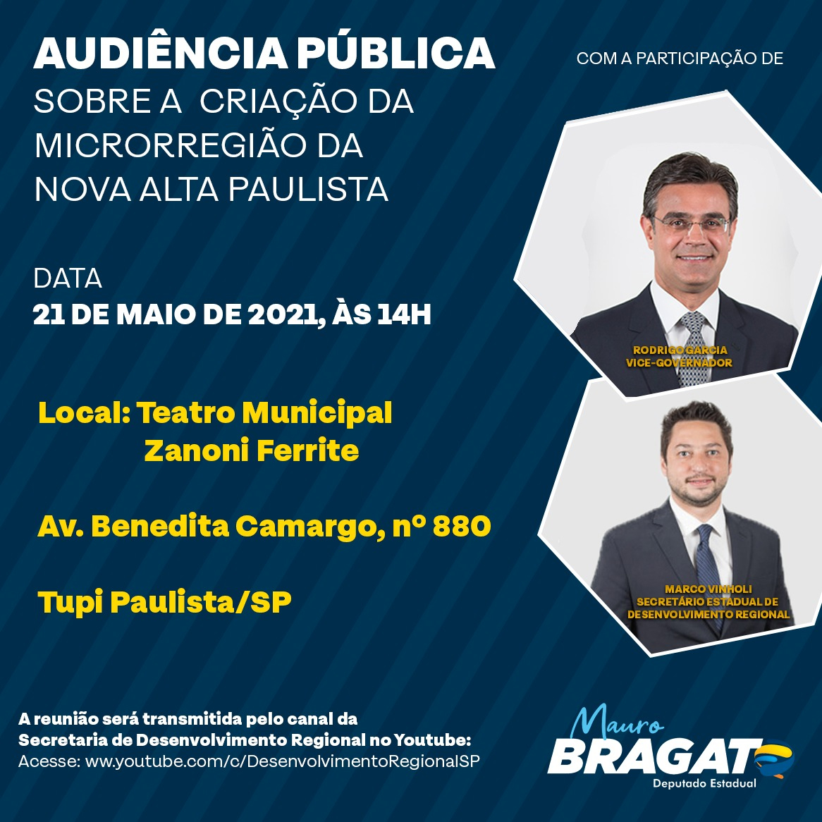 Deputado Bragato informa: audiência pública debaterá criação da microrregião da nova Alta Paulista