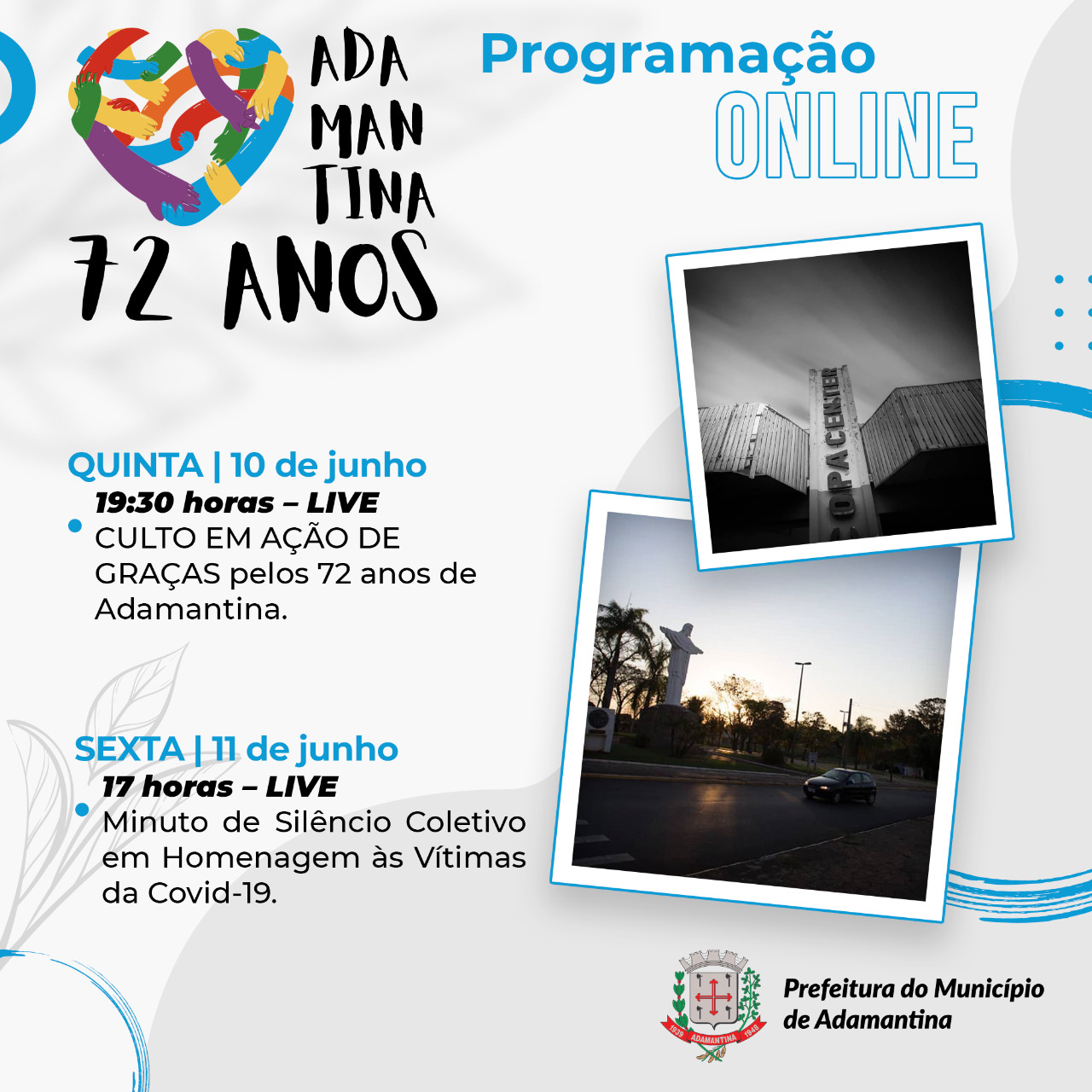 Culto em Ação de Graças será realizado hoje(10) para marcar os 72 anos de Adamantina