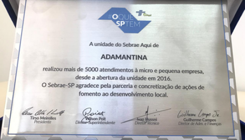 Sebrae Aqui Adamantina atinge a marca de 5 mil atendimentos desde a sua inauguração