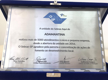 Sebrae Aqui Adamantina atinge a marca de 5 mil atendimentos desde a sua inauguração